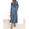 imageZESICA Womens 2025 Fall Turtleneck Long Sleeve Sweater Dress Tie Waist Casual Loose Ribbed Knit A Line Midi DressesDusty Blue