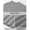 imageZESICA Womens 2025 Fall Turtleneck Long Sleeve Sweater Dress Tie Waist Casual Loose Ribbed Knit A Line Midi DressesGrey