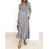 imageZESICA Womens 2025 Fall Turtleneck Long Sleeve Sweater Dress Tie Waist Casual Loose Ribbed Knit A Line Midi DressesGrey