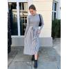 imageZESICA Womens 2025 Fall Turtleneck Long Sleeve Sweater Dress Tie Waist Casual Loose Ribbed Knit A Line Midi DressesGrey