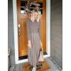 imageZESICA Womens 2025 Fall Turtleneck Long Sleeve Sweater Dress Tie Waist Casual Loose Ribbed Knit A Line Midi DressesKhaki
