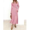imageZESICA Womens 2025 Fall Turtleneck Long Sleeve Sweater Dress Tie Waist Casual Loose Ribbed Knit A Line Midi DressesPink