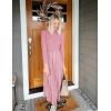 imageZESICA Womens 2025 Fall Turtleneck Long Sleeve Sweater Dress Tie Waist Casual Loose Ribbed Knit A Line Midi DressesPink