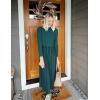 imageZESICA Womens 2025 Fall Turtleneck Long Sleeve Sweater Dress Tie Waist Casual Loose Ribbed Knit A Line Midi DressesTeal