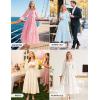 imageZESICA Womens Fall Long Sleeve Maxi Dress 2025 Square Neck Hollow Out Eyelet Smocked A Line Flowy Casual Party DressesApricot