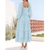 imageZESICA Womens Fall Long Sleeve Maxi Dress 2025 Square Neck Hollow Out Eyelet Smocked A Line Flowy Casual Party DressesLightblue