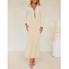 imageZESICA Womens Long Sleeve Sweater Dress 2025 Spring V Neck Ribbed Knit Casual Formal Cocktail Bodycon Maxi DressesApricot