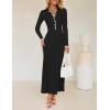 imageZESICA Womens Long Sleeve Sweater Dress 2025 Spring V Neck Ribbed Knit Casual Formal Cocktail Bodycon Maxi DressesBlack