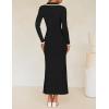 imageZESICA Womens Long Sleeve Sweater Dress 2025 Spring V Neck Ribbed Knit Casual Formal Cocktail Bodycon Maxi DressesBlack