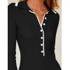 imageZESICA Womens Long Sleeve Sweater Dress 2025 Spring V Neck Ribbed Knit Casual Formal Cocktail Bodycon Maxi DressesBlack