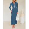 imageZESICA Womens Long Sleeve Sweater Dress 2025 Spring V Neck Ribbed Knit Casual Formal Cocktail Bodycon Maxi DressesDark Blue