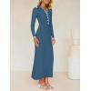 imageZESICA Womens Long Sleeve Sweater Dress 2025 Spring V Neck Ribbed Knit Casual Formal Cocktail Bodycon Maxi DressesDark Blue