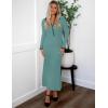 imageZESICA Womens Long Sleeve Sweater Dress 2025 Spring V Neck Ribbed Knit Casual Formal Cocktail Bodycon Maxi DressesLight Green