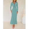 imageZESICA Womens Long Sleeve Sweater Dress 2025 Spring V Neck Ribbed Knit Casual Formal Cocktail Bodycon Maxi DressesLight Green
