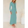 imageZESICA Womens Long Sleeve Sweater Dress 2025 Spring V Neck Ribbed Knit Casual Formal Cocktail Bodycon Maxi DressesLight Green