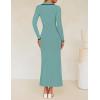 imageZESICA Womens Long Sleeve Sweater Dress 2025 Spring V Neck Ribbed Knit Casual Formal Cocktail Bodycon Maxi DressesLight Green