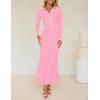 imageZESICA Womens Long Sleeve Sweater Dress 2025 Spring V Neck Ribbed Knit Casual Formal Cocktail Bodycon Maxi DressesPink