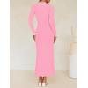 imageZESICA Womens Long Sleeve Sweater Dress 2025 Spring V Neck Ribbed Knit Casual Formal Cocktail Bodycon Maxi DressesPink