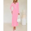 imageZESICA Womens Long Sleeve Sweater Dress 2025 Spring V Neck Ribbed Knit Casual Formal Cocktail Bodycon Maxi DressesPink