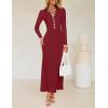 imageZESICA Womens Long Sleeve Sweater Dress 2025 Spring V Neck Ribbed Knit Casual Formal Cocktail Bodycon Maxi DressesRed