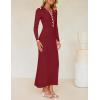 imageZESICA Womens Long Sleeve Sweater Dress 2025 Spring V Neck Ribbed Knit Casual Formal Cocktail Bodycon Maxi DressesRed