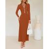 imageZESICA Womens Long Sleeve Sweater Dress 2025 Spring V Neck Ribbed Knit Casual Formal Cocktail Bodycon Maxi DressesRust