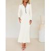 imageZESICA Womens Long Sleeve Sweater Dress 2025 Spring V Neck Ribbed Knit Casual Formal Cocktail Bodycon Maxi DressesWhite