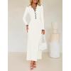 imageZESICA Womens Long Sleeve Sweater Dress 2025 Spring V Neck Ribbed Knit Casual Formal Cocktail Bodycon Maxi DressesWhite