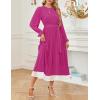 imageZESICA Womens Spring Long Sleeve Chiffon Dress Casual Crew Neck Pleated A Line Flowy Midi Dresses with BeltDeep Rose