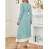 imageZESICA Womens Spring Long Sleeve Chiffon Dress Casual Crew Neck Pleated A Line Flowy Midi Dresses with BeltSage