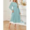 imageZESICA Womens Spring Long Sleeve Chiffon Dress Casual Crew Neck Pleated A Line Flowy Midi Dresses with BeltSage