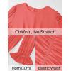 imageZESICA Womens Spring Long Sleeve Chiffon Dress Casual Crew Neck Pleated A Line Flowy Midi Dresses with BeltWatermelon