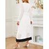 imageZESICA Womens Spring Long Sleeve Chiffon Dress Casual Crew Neck Pleated A Line Flowy Midi Dresses with BeltWhite