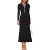 imageZESICA Womens Long Sleeve Sweater Dress 2025 Spring V Neck Ribbed Knit Casual Formal Cocktail Bodycon Maxi DressesBlack