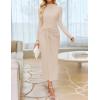 imageZESICA Womens 2025 Fall Long Sleeve Bodycon Dress Mock Neck Wedding Guest Cocktail Party Long Midi DressesApricot