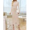 imageZESICA Womens 2025 Fall Long Sleeve Bodycon Dress Mock Neck Wedding Guest Cocktail Party Long Midi DressesApricot