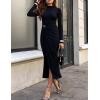 imageZESICA Womens 2025 Fall Long Sleeve Bodycon Dress Mock Neck Wedding Guest Cocktail Party Long Midi DressesBlack