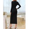 imageZESICA Womens 2025 Fall Long Sleeve Bodycon Dress Mock Neck Wedding Guest Cocktail Party Long Midi DressesBlack