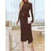 imageZESICA Womens 2025 Fall Long Sleeve Bodycon Dress Mock Neck Wedding Guest Cocktail Party Long Midi DressesBrown