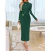 imageZESICA Womens 2025 Fall Long Sleeve Bodycon Dress Mock Neck Wedding Guest Cocktail Party Long Midi DressesGreen