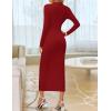imageZESICA Womens 2025 Fall Long Sleeve Bodycon Dress Mock Neck Wedding Guest Cocktail Party Long Midi DressesRed