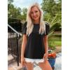 imageZESICA Womens 2025 Short Sleeve Eyelet T Shirts Crew Neck Flowy Loose fit Summer Basic Casual BlousesBlack