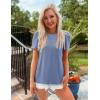 imageZESICA Womens 2025 Short Sleeve Eyelet T Shirts Crew Neck Flowy Loose fit Summer Basic Casual BlousesBlue