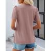 imageZESICA Womens 2025 Short Sleeve Eyelet T Shirts Crew Neck Flowy Loose fit Summer Basic Casual BlousesDustypink