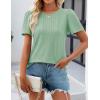 imageZESICA Womens 2025 Short Sleeve Eyelet T Shirts Crew Neck Flowy Loose fit Summer Basic Casual BlousesGreen