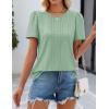 imageZESICA Womens 2025 Short Sleeve Eyelet T Shirts Crew Neck Flowy Loose fit Summer Basic Casual BlousesGreen