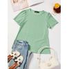 imageZESICA Womens 2025 Short Sleeve Eyelet T Shirts Crew Neck Flowy Loose fit Summer Basic Casual BlousesGreen
