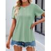 imageZESICA Womens 2025 Short Sleeve Eyelet T Shirts Crew Neck Flowy Loose fit Summer Basic Casual BlousesGreen