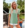 imageZESICA Womens 2025 Short Sleeve Eyelet T Shirts Crew Neck Flowy Loose fit Summer Basic Casual BlousesGreen