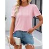 imageZESICA Womens 2025 Short Sleeve Eyelet T Shirts Crew Neck Flowy Loose fit Summer Basic Casual BlousesPink